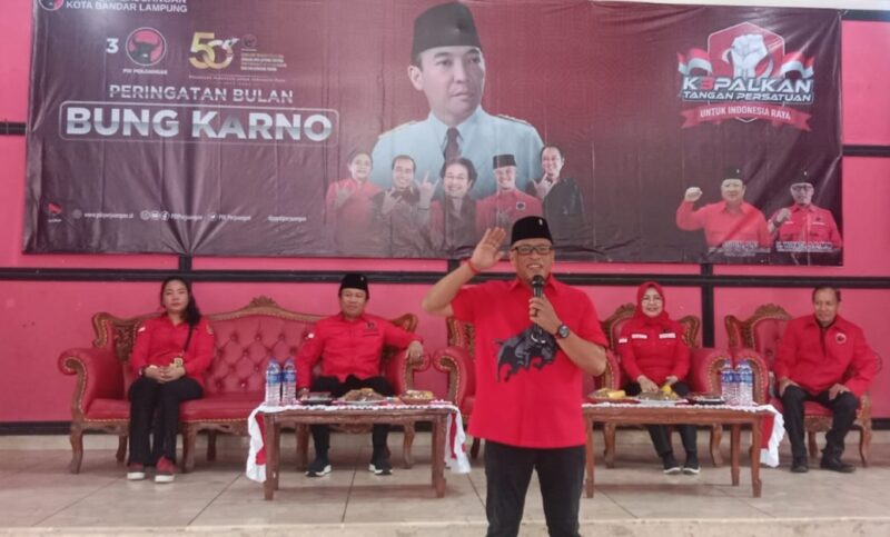 Ketua DPC PDIP Bandarlampung, Wiyadi saat acara Haul Bung Karno, Minggu (11/06/2023). (foto: ist)