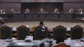 Suasana sidang MK RI terkait permohonan uji materi UU Pemilu No: 7/2017, Kamis (15/06/2023). (foto: humas MK RI)