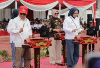 Ketua Umum PMI Pusat, Jusuf Kalla bersama Ketua PMI Lampung saat pembukaan Jumbara) PMR IX Tingkat Nasional tahun 2023, di Kabupaten Lampung Selatan (Lamsel), Selasa (04/07/2023). (foto: ist)