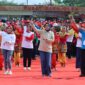 Ketua PMI Lampung, Riana Sari Arinal saat penutupan Jumpa Bakti dan Gembira (Jumbara) PMR IX Tingkat Nasional tahun 2023, di Lapangan GOR Jati Kalianda Kabupaten Lampung Selatan, Minggu (09/07/2023). (foto: ist)