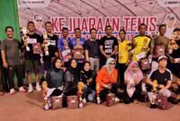 Peserta kejuaraan tenis lapangan HUT RI ke-78, di Kabupaten Lampung Utara. (foto: ist)