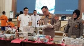 Kapolda Lampung, Irjen Pol Helmy Santika saat konferensi pers pengungkapan senjata api rakitan, Kamis (26/06/2025). (foto: ist)