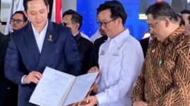 Bupati Lampung Selatan, Radityo Egi Pratama saat pelantikan Badan Otonom BPD Hipmi Jawa Barat,  Sabtu (07/02/2026) lalu. (foto: instagram hipmijabar)