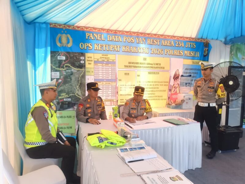 Kapolres Mesuji, AKBP Muhammad Firdaus SIK saat mengecek petugas di Pos Pam dan Yan, Selasa (17/03/2026). (foto: istimewa)